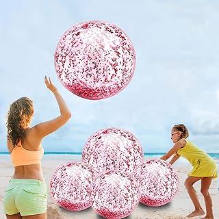 Paquet de 5 grands ballons de plage, boules de confettis géantes, gonflables, ballons