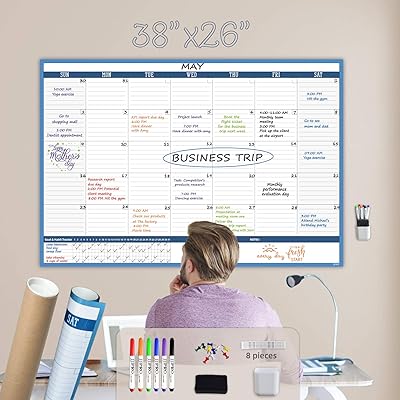 Grand calendrier mural effaçable à sec calendrier mensuel non daté