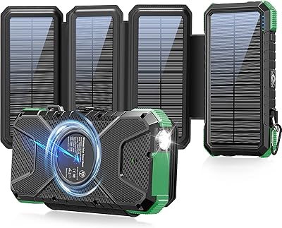 Liu way banque d'énergie solaire avec 4 panneaux solaires chargeur 26800