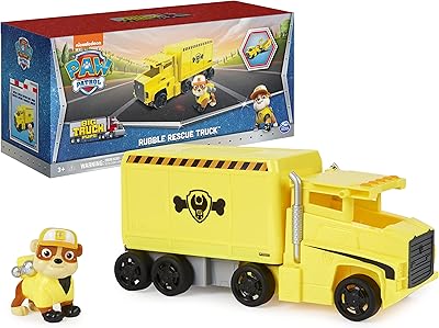 Paw patrol, big truck babes rubble transforming trucks, jouet avec figurine d'action à