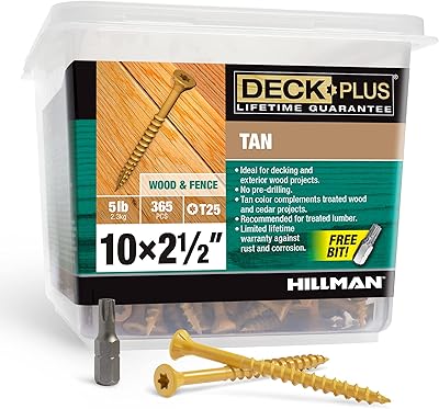 Vis à bois deck plus, extérieur beige foncé 10-2,5", boîte de 5 livres