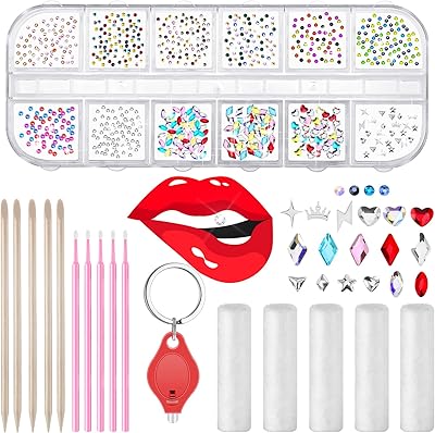 Sussion 377 pièces ensemble de bijoux dentaires, décoration de dent en faux cristal à la mode, décoration de dent réfléchissante (motif lumineux). Diaytar : Des offres irrésistibles chaque jour