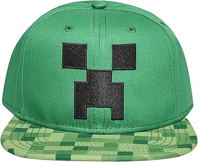 Chapeau minecraft face creeper pour garçons - chapeau pour jeunes noir et vert avec bouton pression à l'arrière. La plateforme e-commerce qui démocratise la consommation : Diaytar