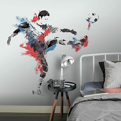 Sticker mural pour enfants room mates, champion de football, multicolore, rmk2490gm