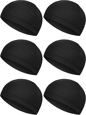6 pièces castwave casque en plastique doublé casquettes de crâne absorbent la sueur