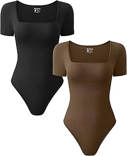 Combinaison une pièce à pression pour femme deux pièces motif côtelé encolure carrée