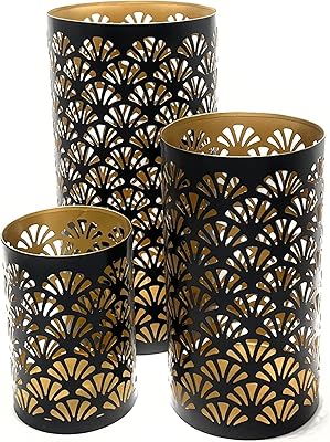 Souk designs bougeoir vintage en métal lot de 3 bougeoirs décoratifs en forme