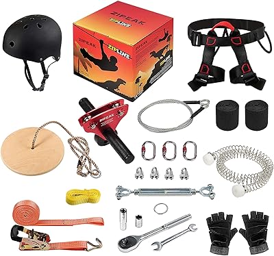Kit de tyrolienne zdbzip pour enfants et adultes, kit de tyrolienne d'arrière-cour