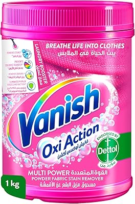 Poudre détachante vanish oxi action pour tissus blancs et colorés, peut être utilisée