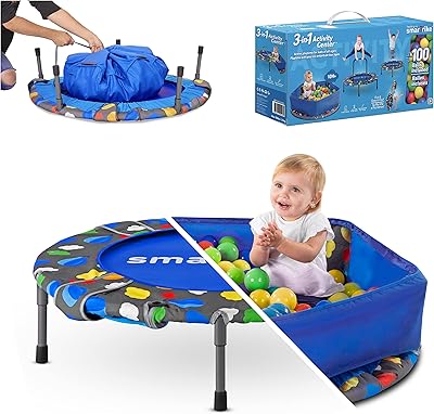 Trampoline d'intérieur pour tout-petitsmartrike avec poignée, piscine à balles avec 100 balles incluses