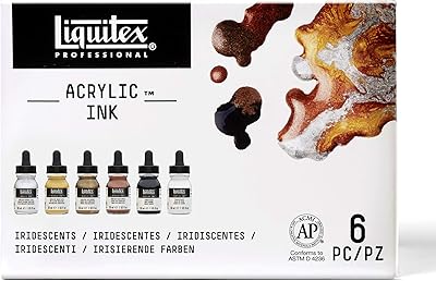 Encre acrylique professionnelle liquitex ! ensemble d'encres métalliques multicolores de 6 pièces (3699315)