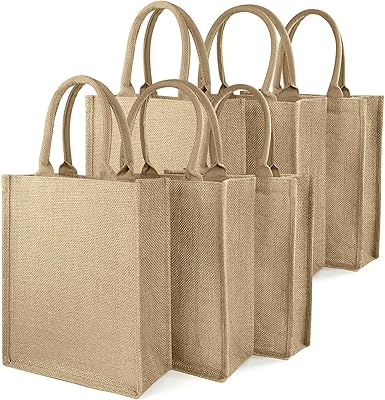 Sacs fourre-tout en jute, sacs en toile de jute avec poignées intérieures à