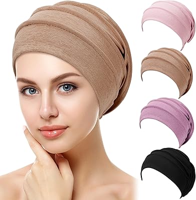 4 pièces bonnets amples en coton doux bonnet de nuit extensible pour femme