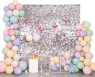 Plaques de fond murales à paillettes argentées pour décorations de fond d'anniversaire