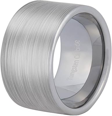 Bague en argent pour hommes 14 mm grand carbure de tungstène bande