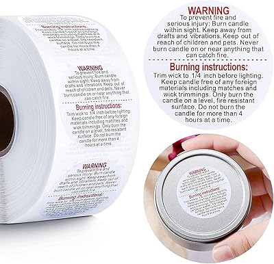 Goodrun 1000pcs étiquettes d'avertissement de bougie, étiquettes d'avertissement de fonte de cire, étiquettes