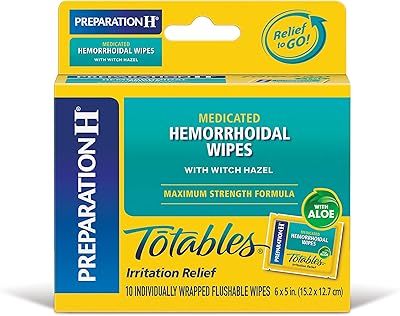 Lingettes médicamenteuses lavables préparation h (10 unités) soulagement de force maximale avec hamamélis