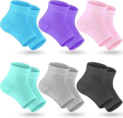 6 paires de chaussettes hydratantes à talon ouvert en gel réparateur