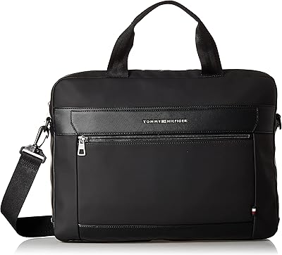 Sac d'ordinateur slim tommy hilfiger pour homme, noir, taille unique