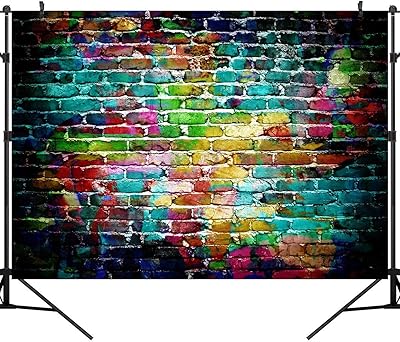Ouyida toile illustrée de briques colorées, art mural, 7x5 pieds, fond en vinyle