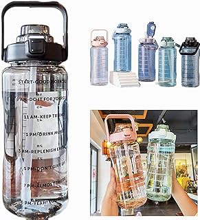 Grande bouteille d'eau de motivation topzine sans bpa - 2 l (noir) 64