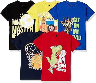 T-shirt coupe classique pour garçons (lot de 5)