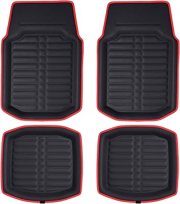 Tapis de sol de voiture en rouge et noir profonds et avec bords