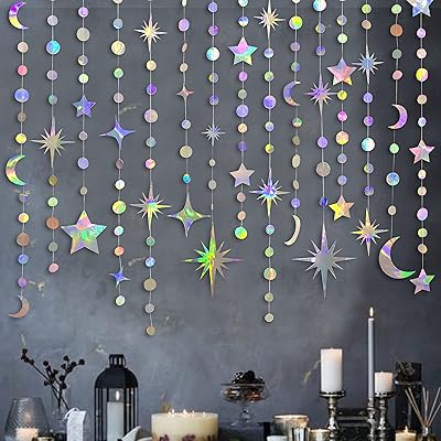 Ensemble de décorations de fête eid mubarak ramadan étoiles lune cercles et points