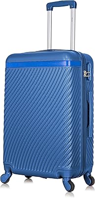 Valise de voyage légère en abs avec 4 roulettes silencieuses kh1065, bleu perle