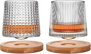 Ensemble de 2 verres en cristal rotatifs, verres à whisky rétro avec 2
