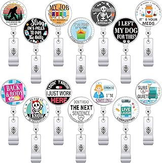 14 pièces bobine de badge d'infirmière drôle, bobine de badge d'infirmière rétractable mignonne pour les infirmières, citation drôle, porte-badge d'identification rétractable pour le personnel médical, les médecins, les enseignants, la carte nominative des étudiants. Redéfinissez vos attentes shopping avec Diaytar