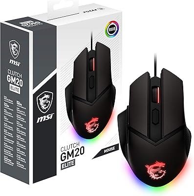 Souris de jeu ergonomique msi clutch gm20 elite éclairage rvb mystérieux