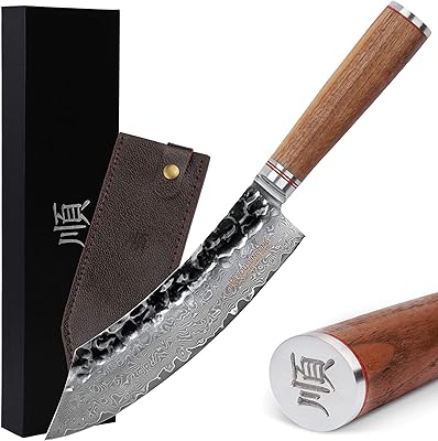 Couteau de boucher yu san long 8 pouces en acier damas japonais forgé