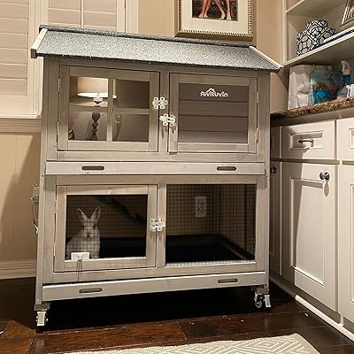 Grande cage à lapins d'extérieur evitoven, cage à lapins d'intérieur avec roulettes