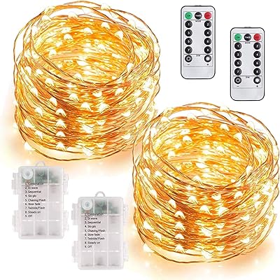 Danie guirlande lumineuse d'intérieur à piles étanche 8 modes d'éclairage fil de cuivre