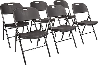 Chaise pliante en plastique amazonbasics, capacité de 350 lb, noire, paquet de 6