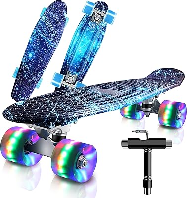 Skateboard complet mini cruiser rétro de 22 pouces pour enfants, adolescents et adultes