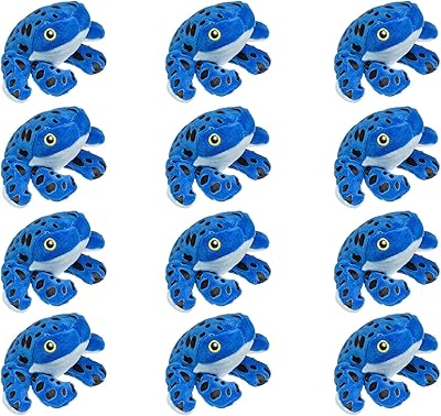 Arbre animalier, paquet de 12 mini animaux en peluche flèche grenouille bleue, paquet
