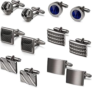 6 paires de boutons de manchette pour hommes en fibre de carbone, boutons
