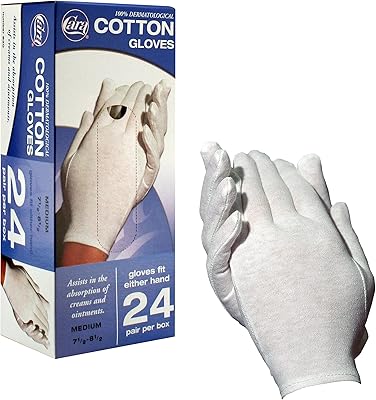 Gants hydratants cara pour l'eczéma, 100% coton de qualité supérieure, taille m, blancs