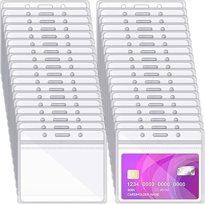 150 pièces porte-badge d'identification horizontal en plastique transparent, porte-carte d'identité en pvc transparent