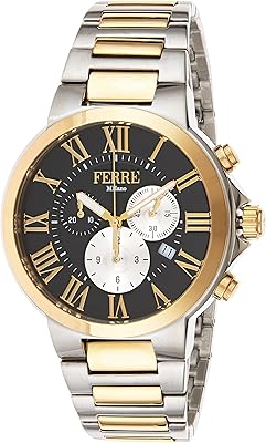 Montre à quartz ferre milano fm1g177m0081 chronographe en acier inoxydable pour homme, noir
