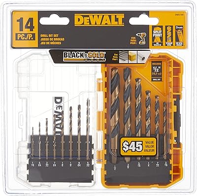 Jeu de forets dewalt, noir et or, 14 pièces (dwa1184)