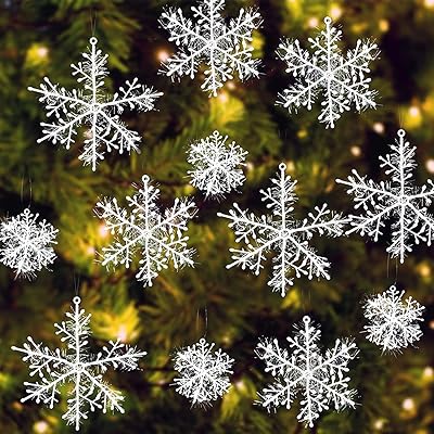 Bingbin flocon de neige de noël blanc paillettes en plastique arbre de noël nouvel an ornements fournitures de décoration de fête à la maison. Diaytar Sénégal : Votre destination e-commerce pour des produits de qualité à prix discount