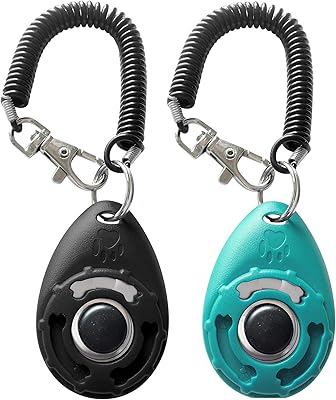 Cliqueurs de dressage pour chien leorx noir et bleu avec dragonne