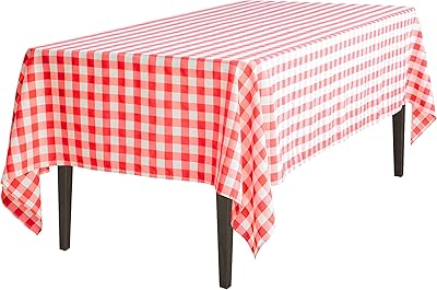 Nappe rectangulaire, taille 60 x 102 pouces, de linen tables, motif carré rouge