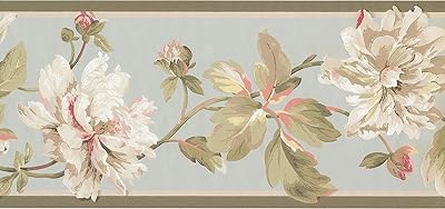 Papier peint à bordure florale beige classique 15" x 8" ep7183b