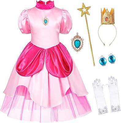 Ensemble de costumes de princesse peach deluxe pour filles - costume de princesse couleur pêche avec accessoires âgés de 2 à 11 ans. Simplifiez vos achats avec Diaytar, le e-commerce nouvelle génération