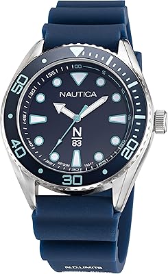 Montre à quartz pour homme avec bracelet en silicone, acier inoxydable, bleu, 22
