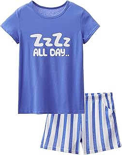 Pyjama d'été pour filles - magnifique ensemble de pyjama à rayures blanches